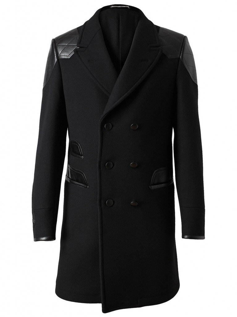YSL Leather & Wool Coat Browns